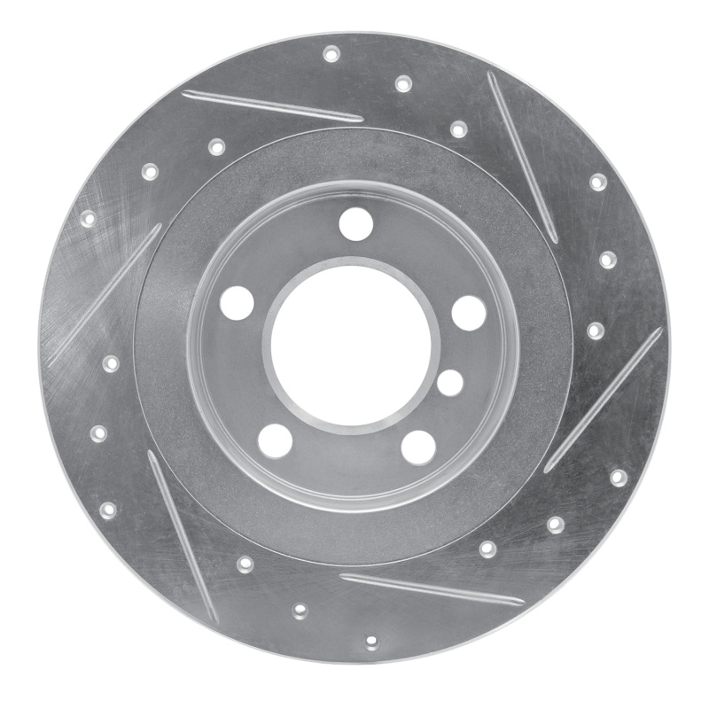 Mini Cooper Countryman Brake Rotor (1) - Rear Left - R1 Concepts - Drilled & Slotted - Silver - `13-`16